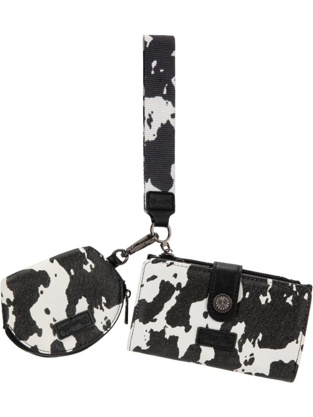 Western Cow Print Dual Pouch Wristlet Keychain Wallet for Women - Stylish